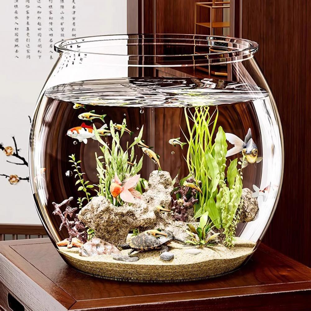 Plant Aquarium Pot - Plastik Bening Bulat Mangkuk Ikan Akuarium